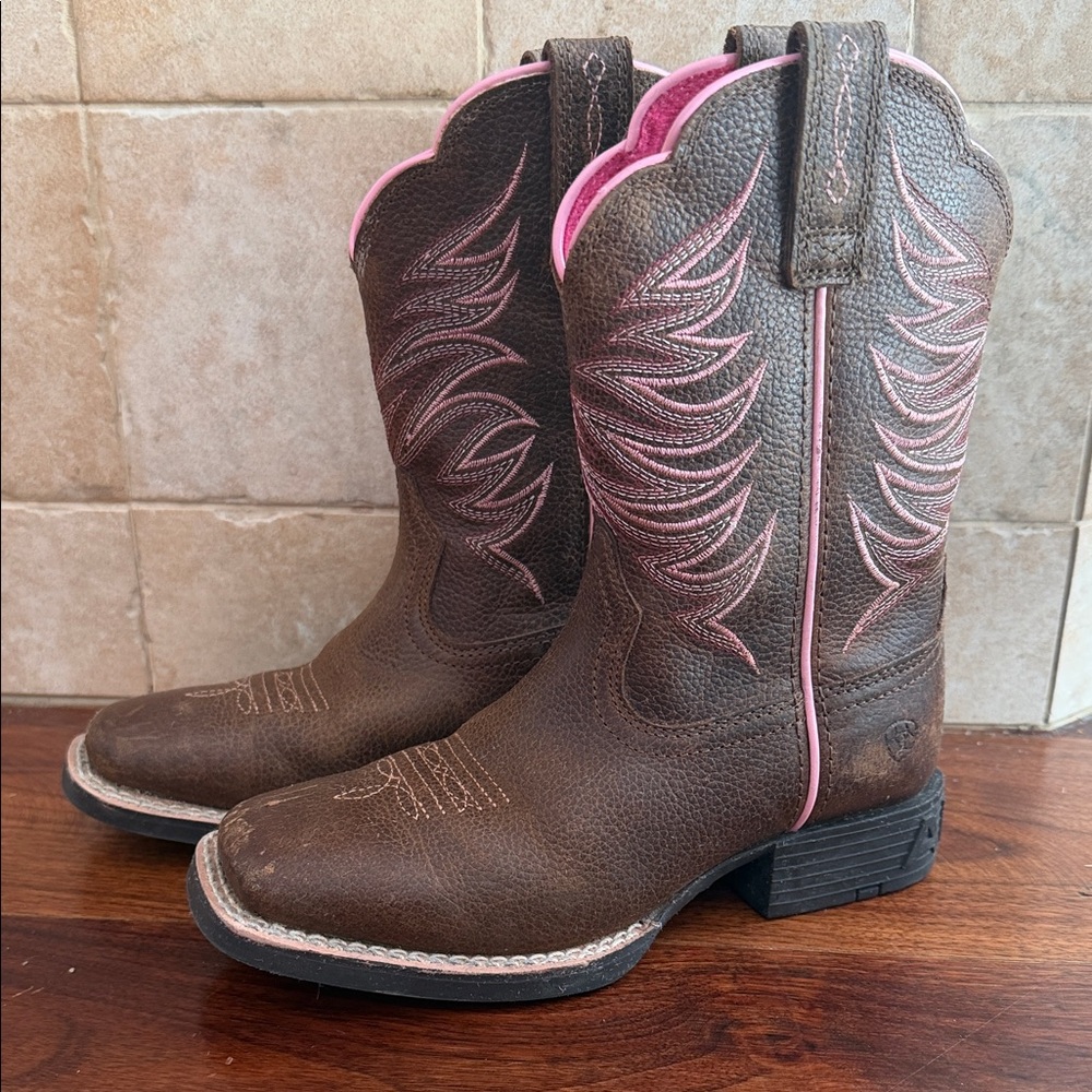 Ariat Pink and Brown Western Boots.